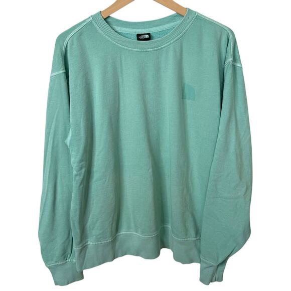 The North Face Teal Cotton Crewneck Sweatshirt Fleece Pullover Medium - Picture 1 of 8